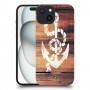 עוגן עץ כיסוי מגן סליקון מעוצב ל Apple iPhone 15 סקרין מובייל