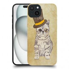 ג'נטלמן חתול כיסוי מגן סליקון מעוצב ל Apple iPhone 15 Plus סקרין מובייל