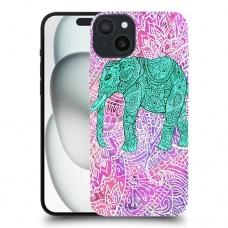 אלפנט ירוק בסגול כיסוי מגן סליקון מעוצב ל Apple iPhone 15 Plus סקרין מובייל
