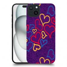 לבבות על סגול כיסוי מגן סליקון מעוצב ל Apple iPhone 15 Plus סקרין מובייל