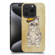 ג'נטלמן חתול כיסוי מגן סליקון מעוצב ל Apple iPhone 15 Pro סקרין מובייל