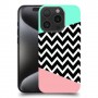 פסים במנטה וורוד כיסוי מגן סליקון מעוצב ל Apple iPhone 15 Pro סקרין מובייל
