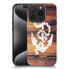 עוגן עץ כיסוי מגן סליקון מעוצב ל Apple iPhone 15 Pro סקרין מובייל