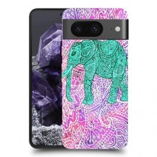 אלפנט ירוק בסגול כיסוי מגן סליקון מעוצב ל Google Pixel 8 סקרין מובייל