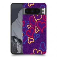 לבבות על סגול כיסוי מגן סליקון מעוצב ל Google Pixel 8 Pro סקרין מובייל