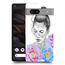 אישה בפרחים כיסוי מגן סליקון מעוצב ל Google Pixel 7a סקרין מובייל